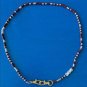 Garnet and Silver Beaded Necklace FSU